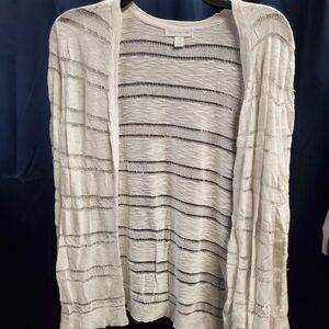 Charter Club White Striped Cardigan